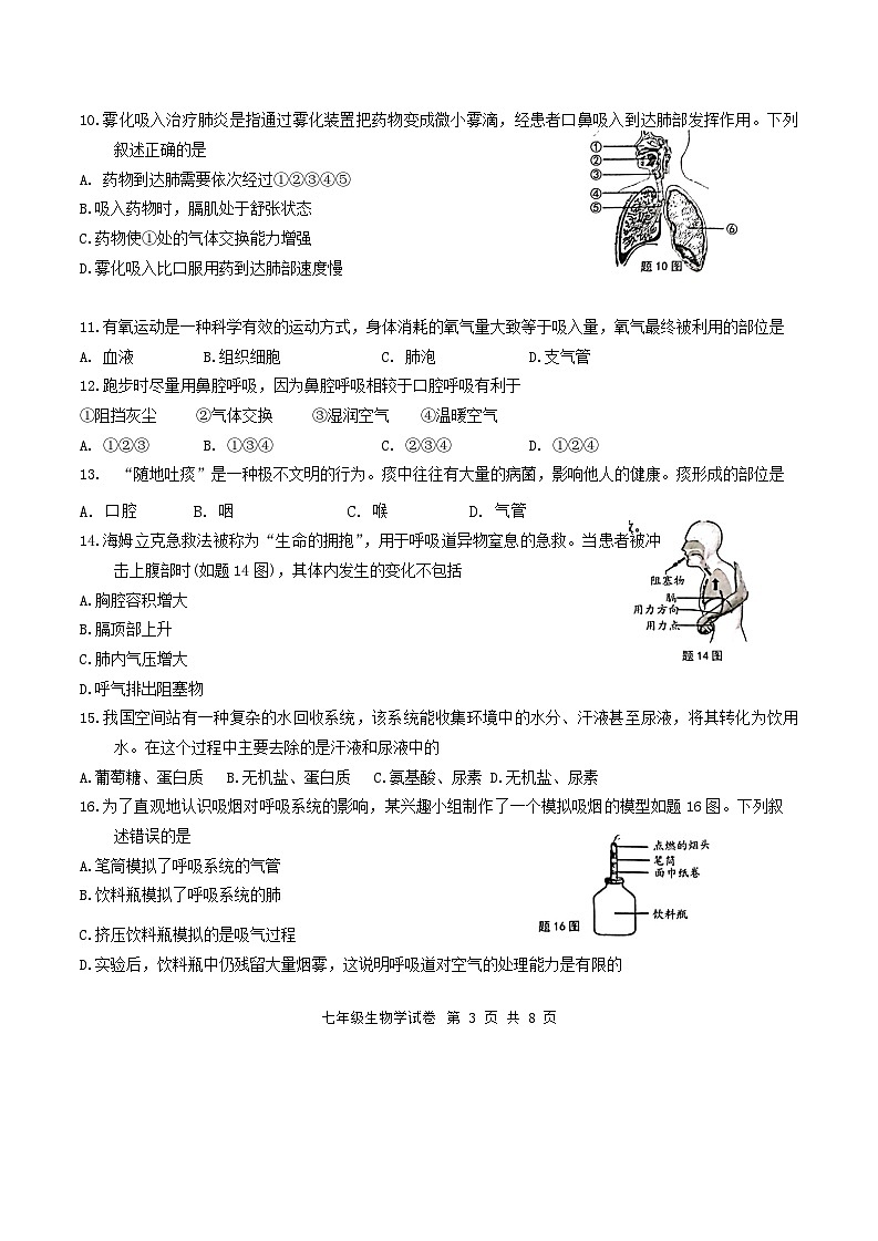 广东省广州市花都区2023-2024学年七年级下学期期末质量评价生物试卷03