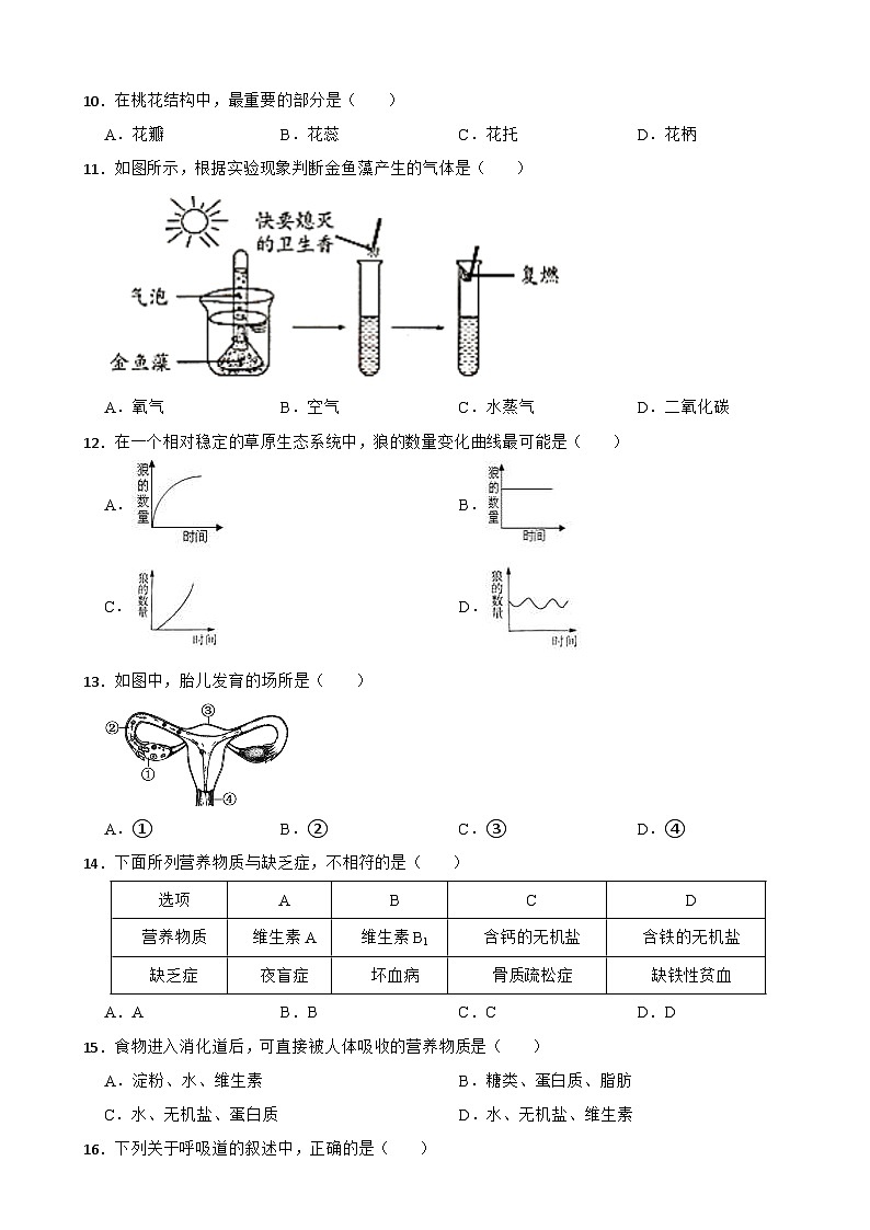 福建省福州市平2024年八年级上册生物开学考试试卷附答案02