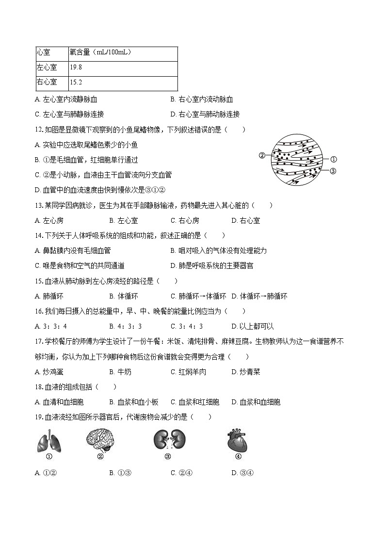 2023-2024学年江苏省盐城市经开区七年级（下）期末生物试卷（含答案）第2页
