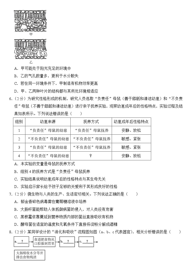 2024年山东省潍坊市中考生物试卷附答案02