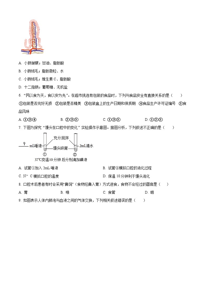 青海省海东市2023-2024学年七年级下学期期末生物学试题（原卷版）第2页