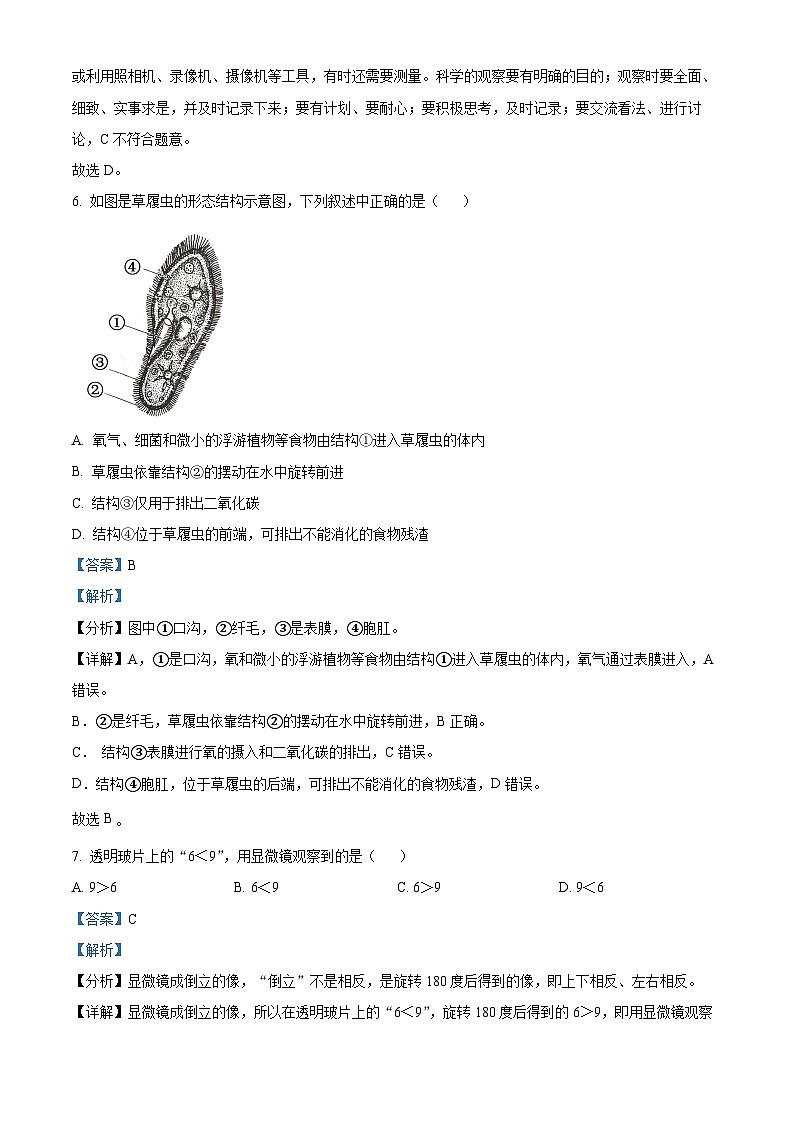 河南省信阳市罗山县2023-2024学年七年级上学期期末生物学试题（解析版）第3页