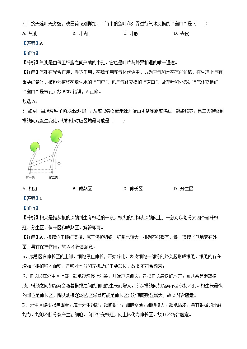 2024年陕西省安康市旬阳县八年级中考三模生物试题（解析版）第3页