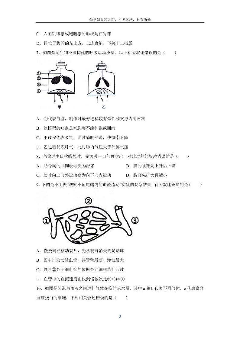 [生物][期末]山东省临沂市郯城县2023--2024学年七年级下学期期末试题第2页