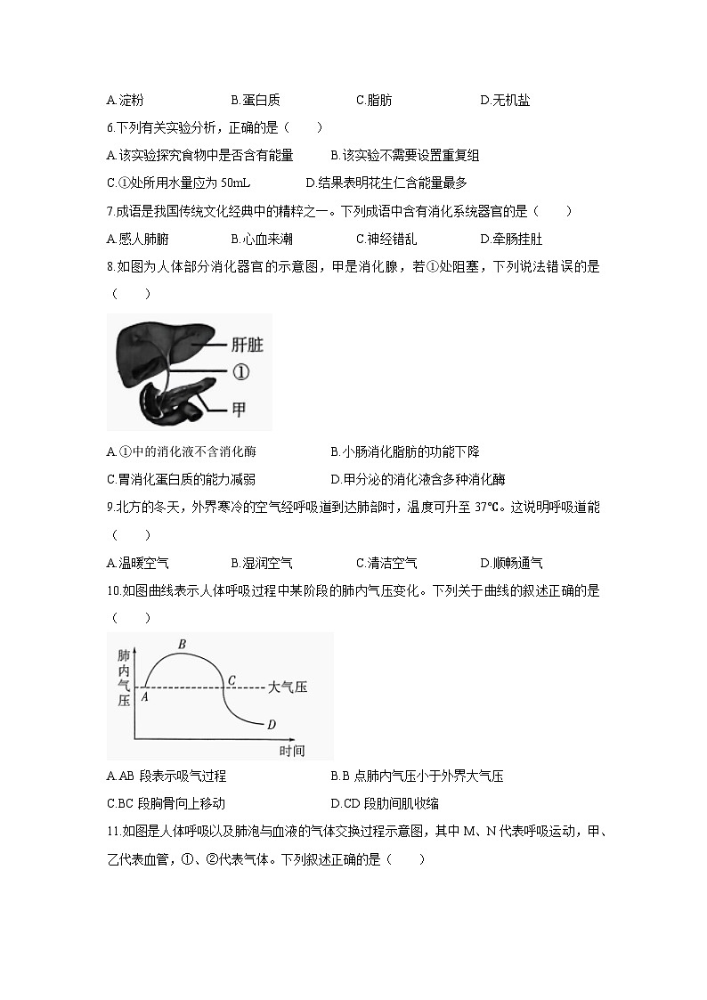 [生物][期末]广东省河源市紫金县2023-2024学年七年级下学期期末考试试题02
