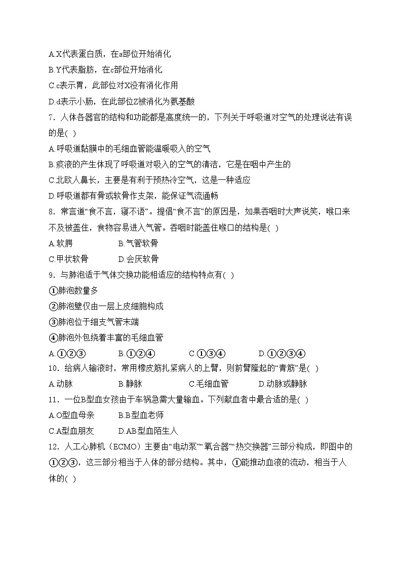 安徽省安庆市太湖县2023-2024学年七年级下学期期末考试生物试卷(含答案)第2页