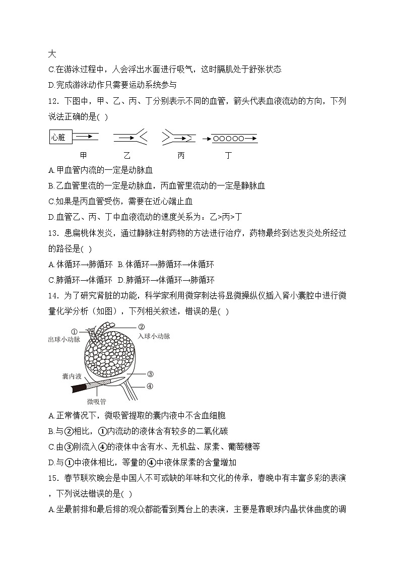 海南省文昌市部分学校2024年八年级中考模拟预测生物试卷（二）(含答案)第3页