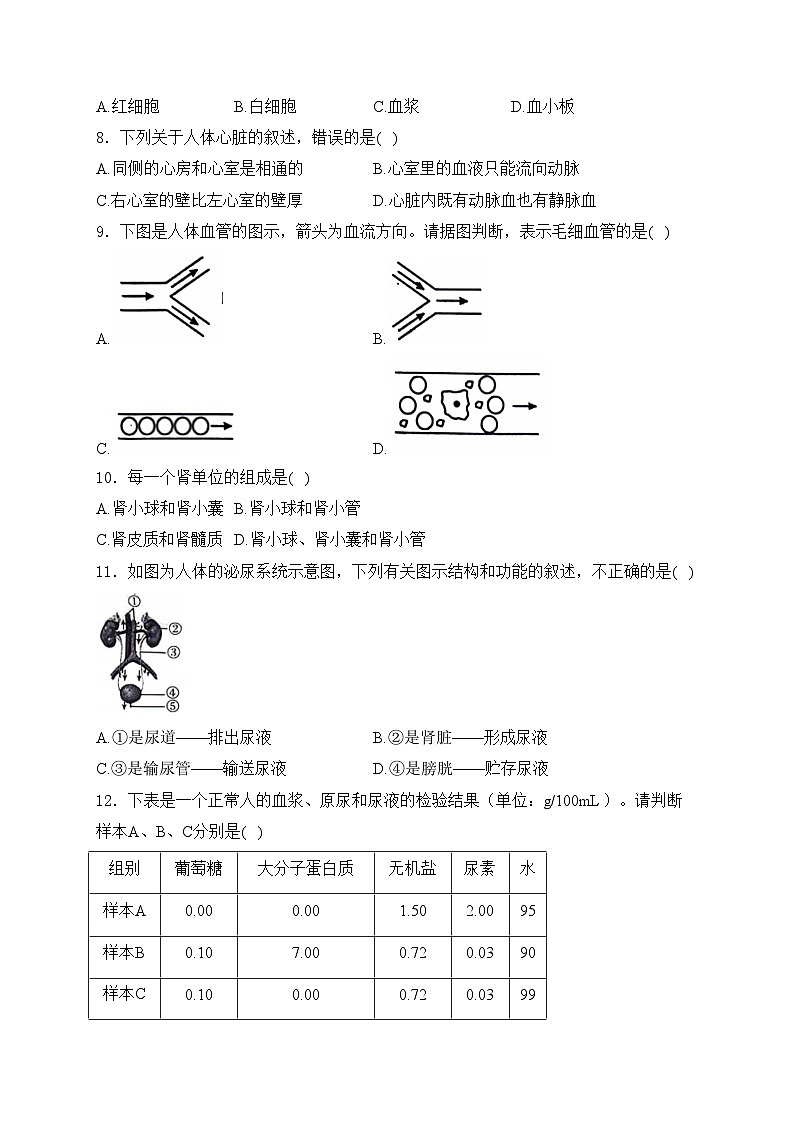 陕西省安康市2023-2024学年七年级下学期7月期末考试生物试卷(含答案)第2页