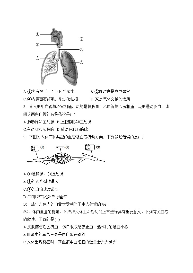 阳泉市2023-2024学年七年级下学期7月期末考试生物试卷(含答案)02
