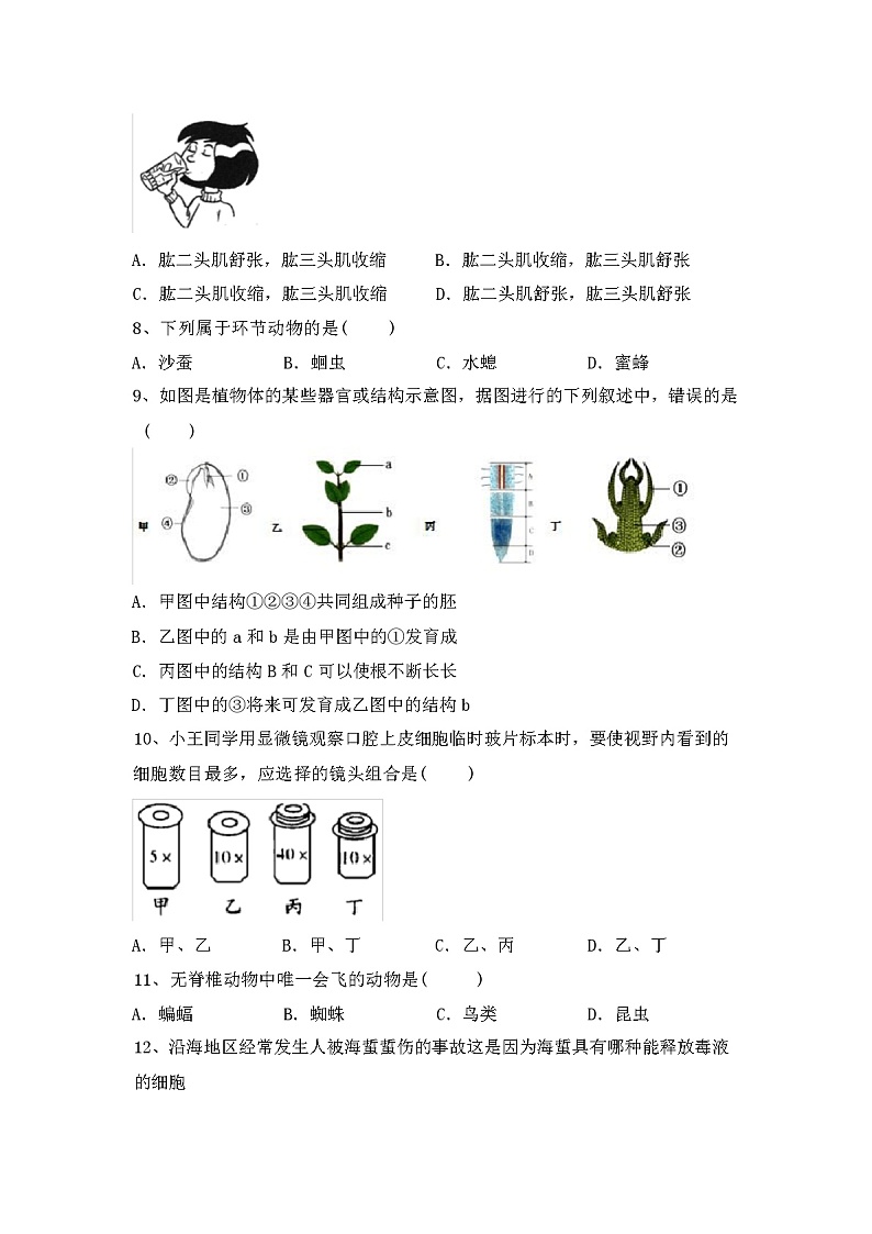 北师大版八年级生物(下册)期中试卷及参考答案02