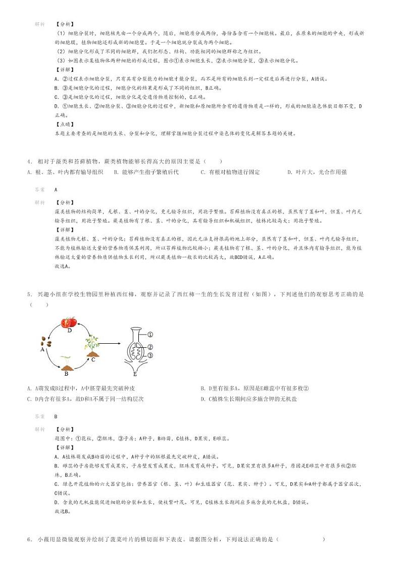 [生物][一模]2024年山东临沂费县中考一模生物试卷(原题版+解析版)02