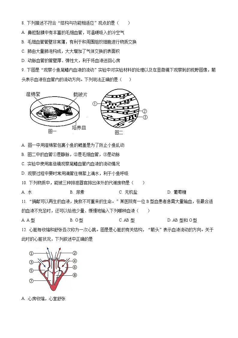 河南省南阳市社旗县2023-2024学年七年级下学期期末生物学试题（原卷版+解析版）03