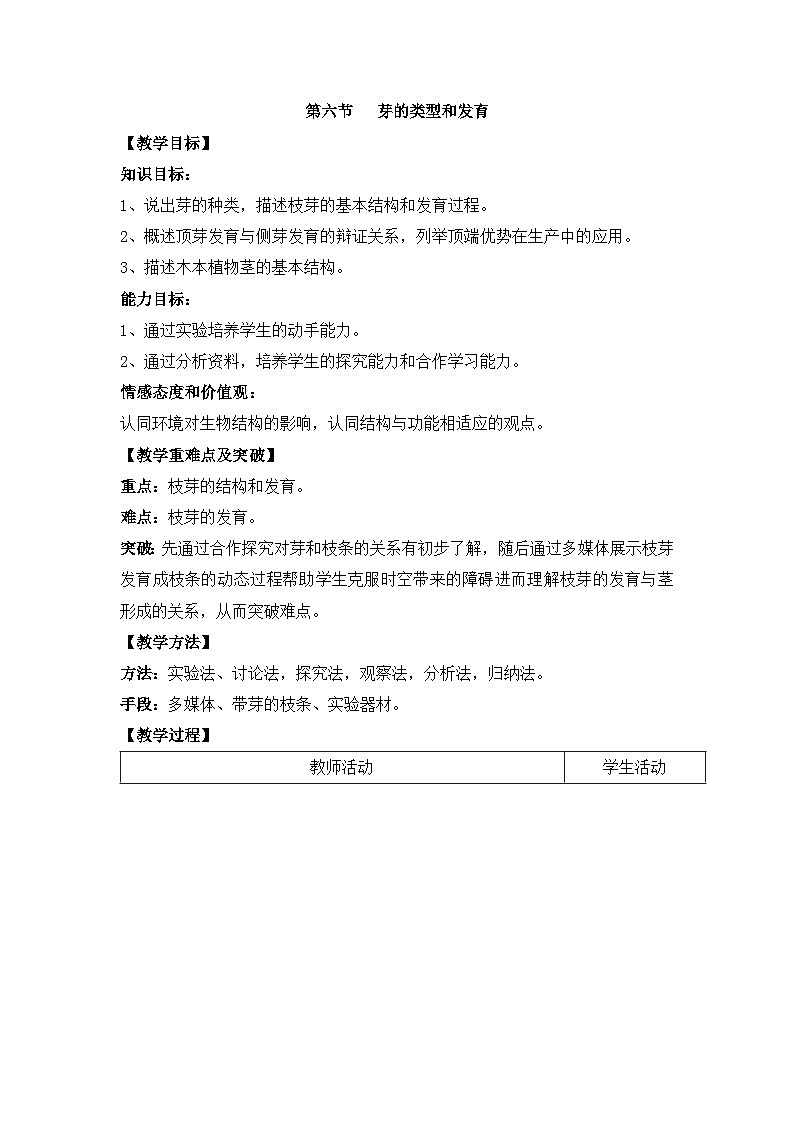 第六节 芽的类型和发育 课件教案01