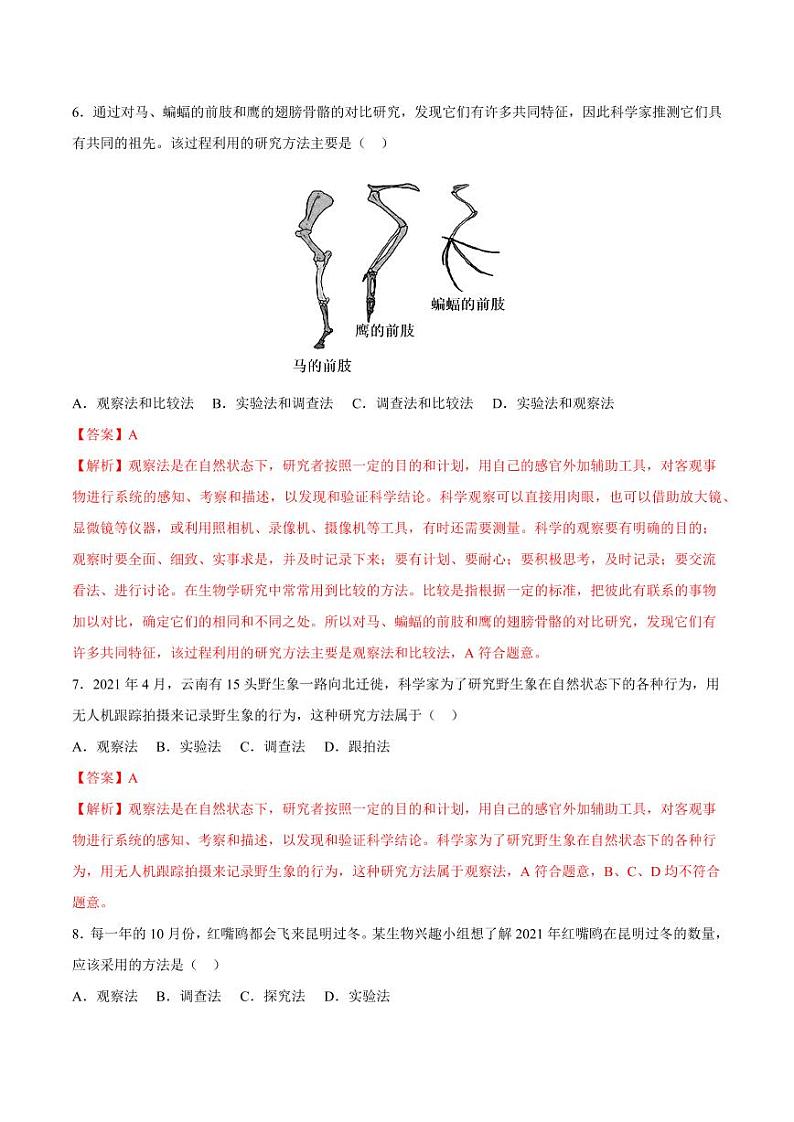 1.1.1 观察周边环境中的生物（跟踪训练）（含答案） 2024-2025学年七年级生物上学期同步课件+分层练（2024人教版）03