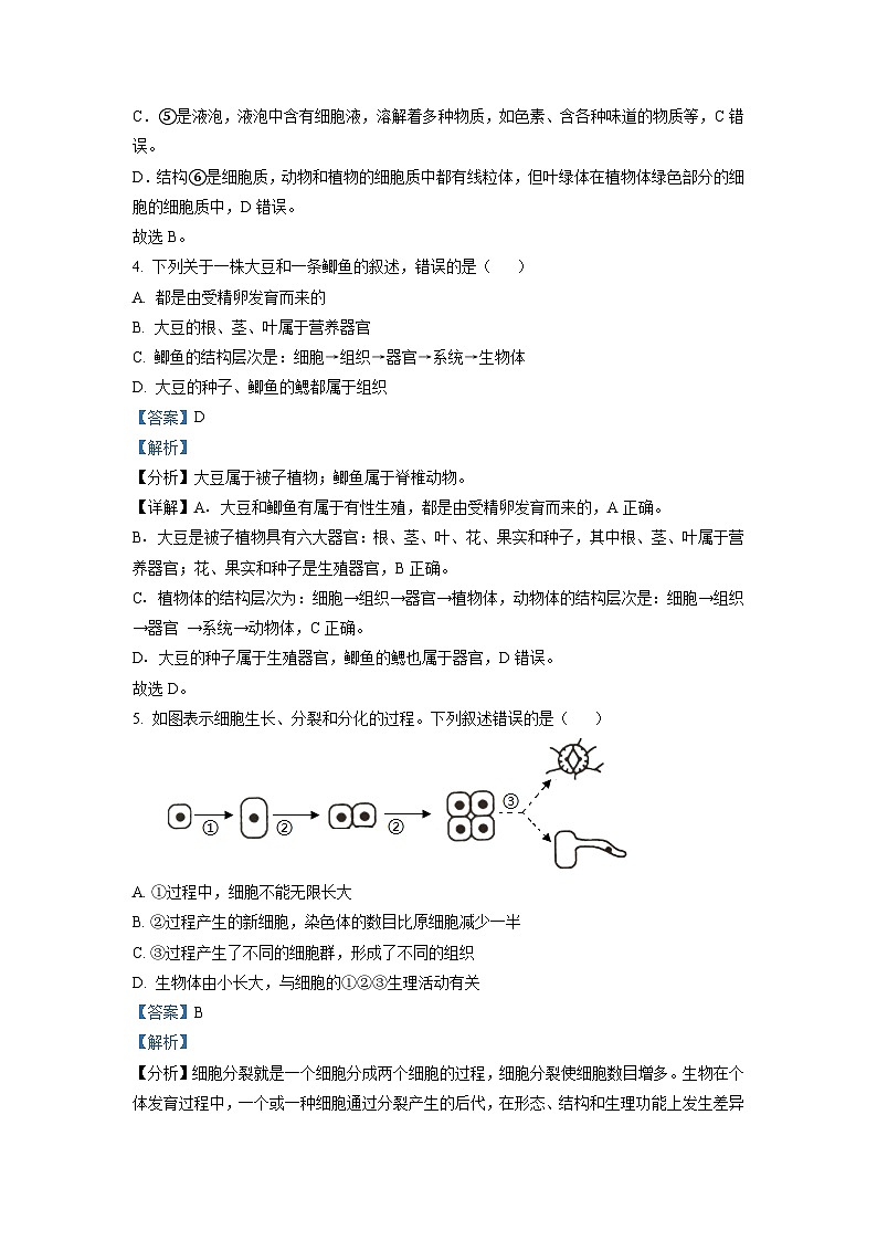 [生物]2022年山东省临沂市中考真题生物试卷(原题版+解析版)03