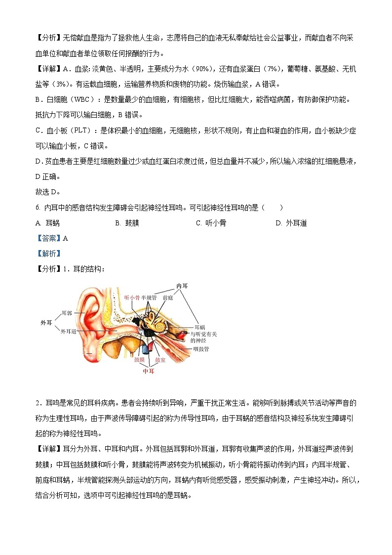[生物]2022年山东省日照市中考真题生物试卷(原题版+解析版)03