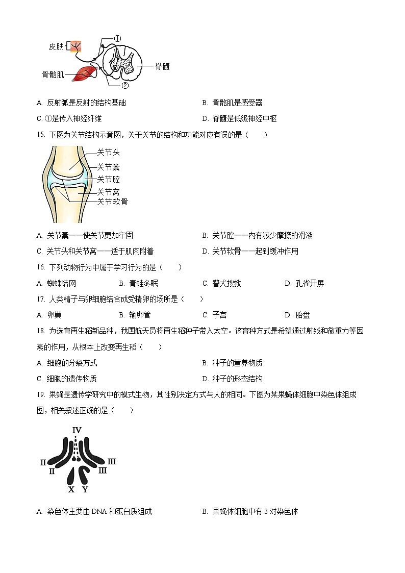 [生物]2023年北京市中考真题生物试卷(原题版+解析版)03