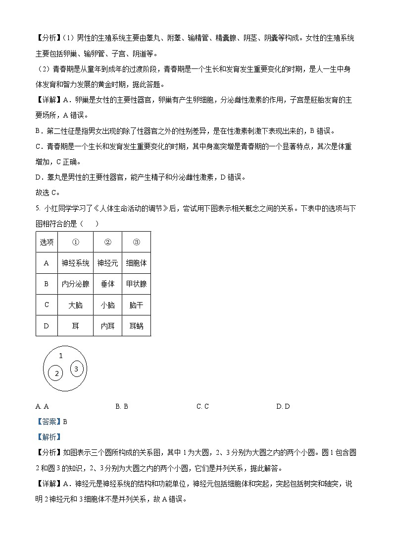 [生物]2023年湖南省永州市中考真题生物试卷(原题版+解析版)03