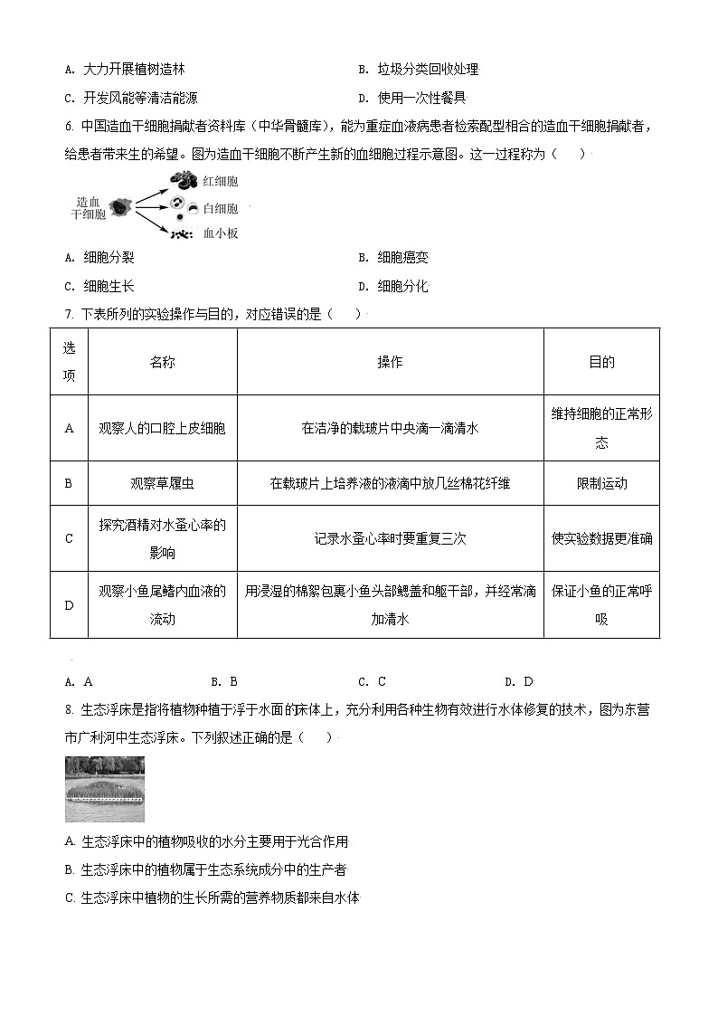 [生物]山东省东营市2021年中考真题生物试题试卷(原题版+解析版)02
