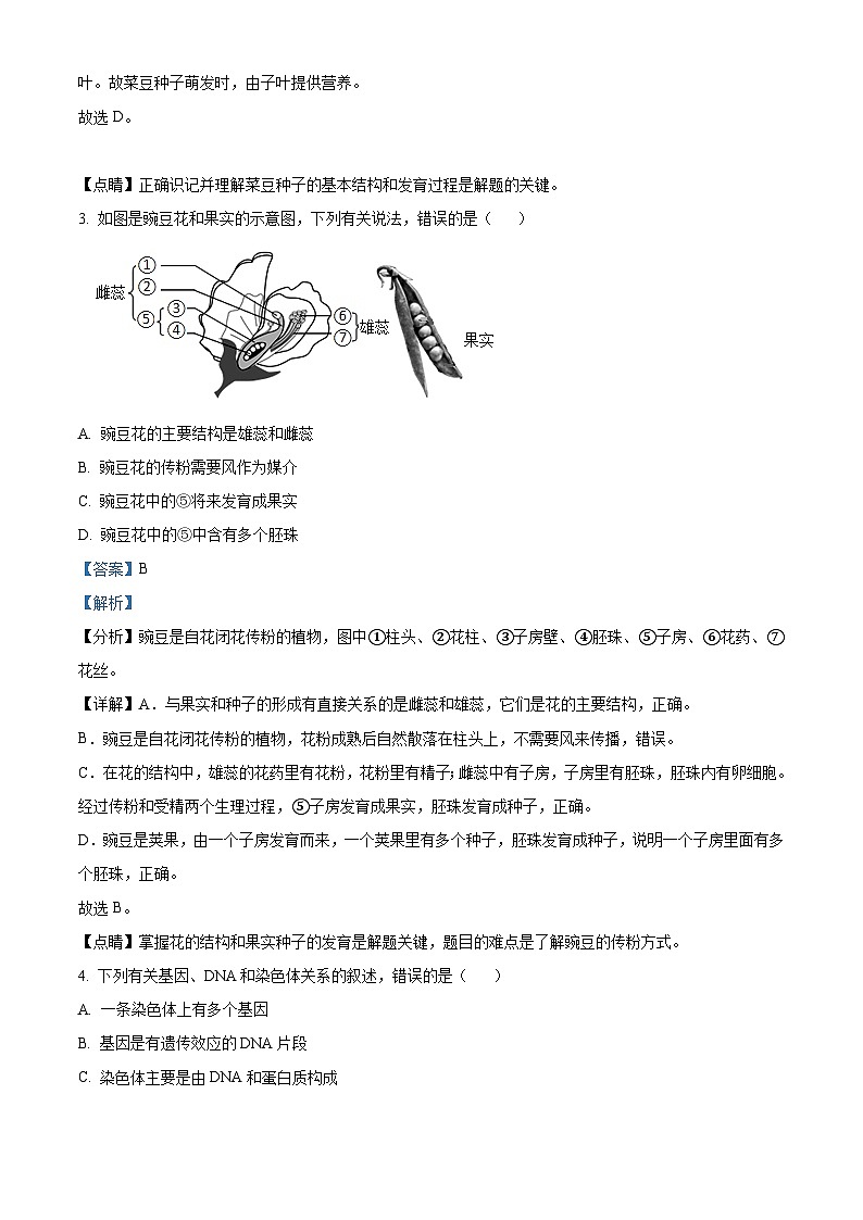 [生物]湖北省鄂州市2021年中考真题真题生物试题解析版第2页