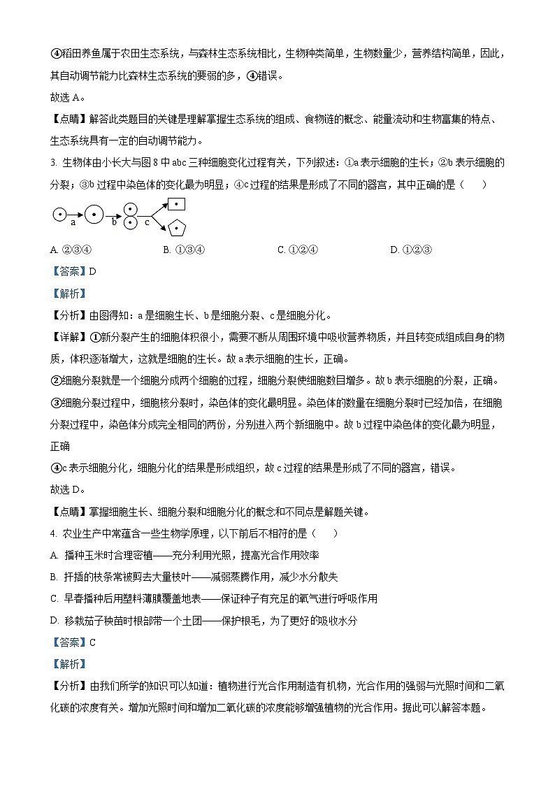 [生物]湖北省宜昌市2021年中考真题生物试题试卷(原题版+解析版)02