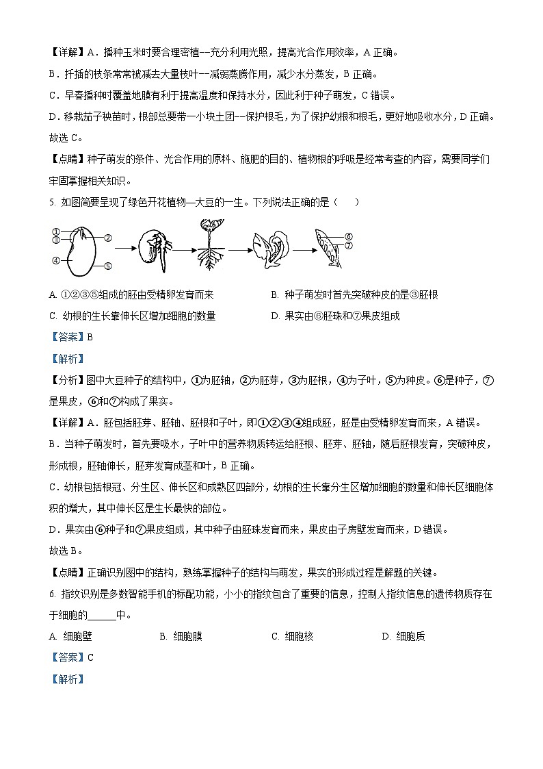 [生物]湖北省宜昌市2021年中考真题生物试题试卷(原题版+解析版)03