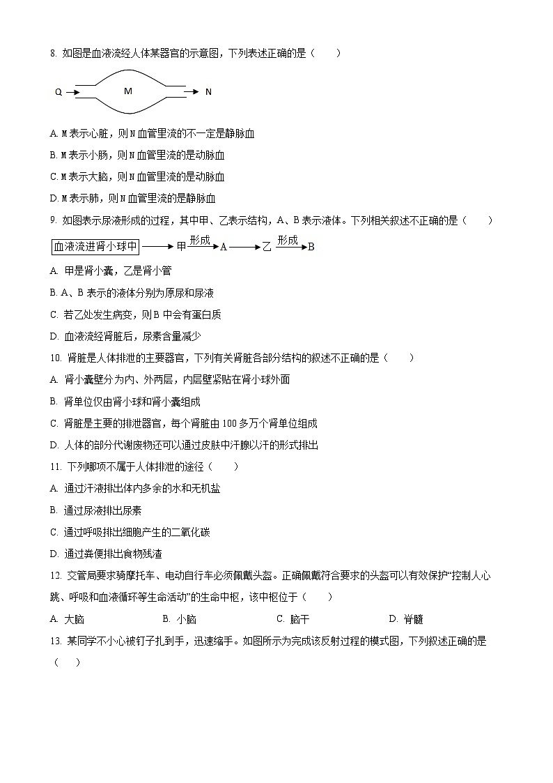 河北省石家庄市赵县2023-2024学年七年级下学期期末生物学试题03