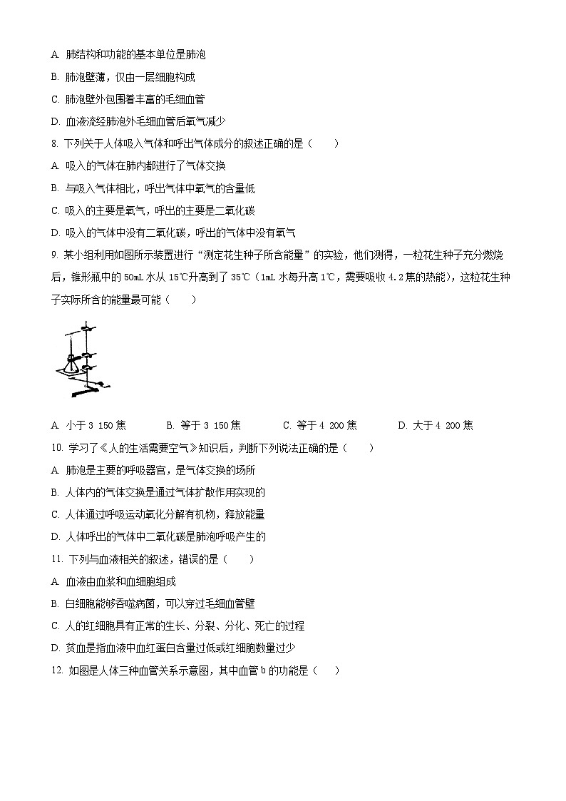 山东省德州市齐河县2023-2024学年七年级下学期期末生物学试题（原卷版+解析版）03