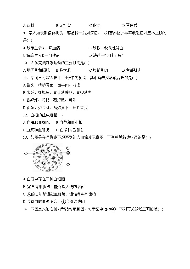 深圳市宝安区2023-2024学年七年级下学期期末生物试卷(含答案)第2页