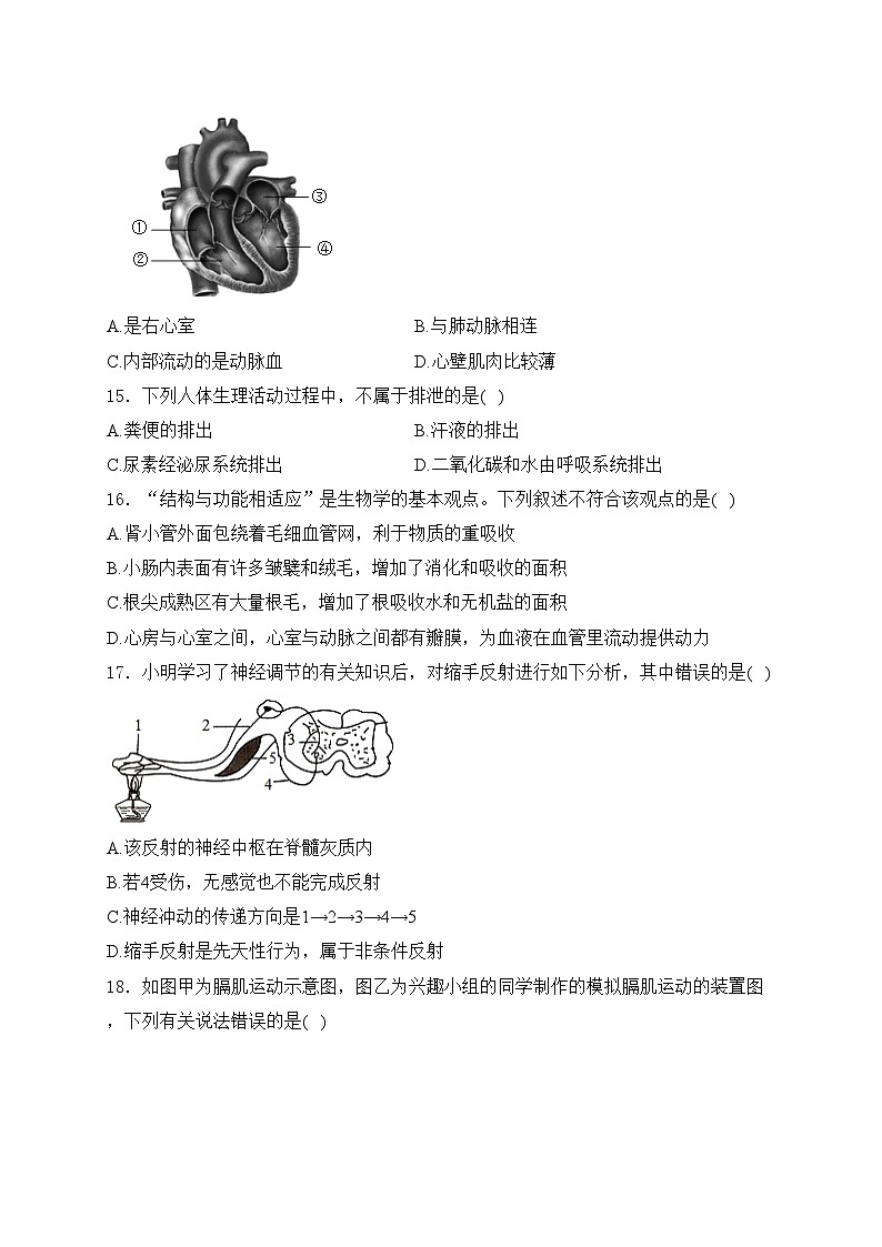 深圳市宝安区2023-2024学年七年级下学期期末生物试卷(含答案)第3页
