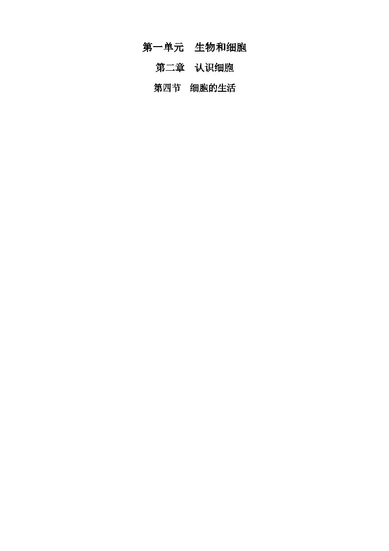 人教2024版生物七年级上册 第一单元 第2章 第四节 细胞的生活 PPT课件+教案01