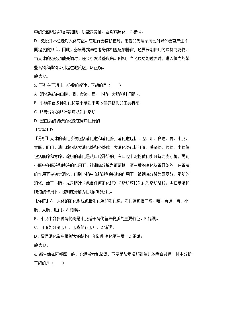 [生物][三模]2024年河南省信阳市息县中考试题(解析版)第3页