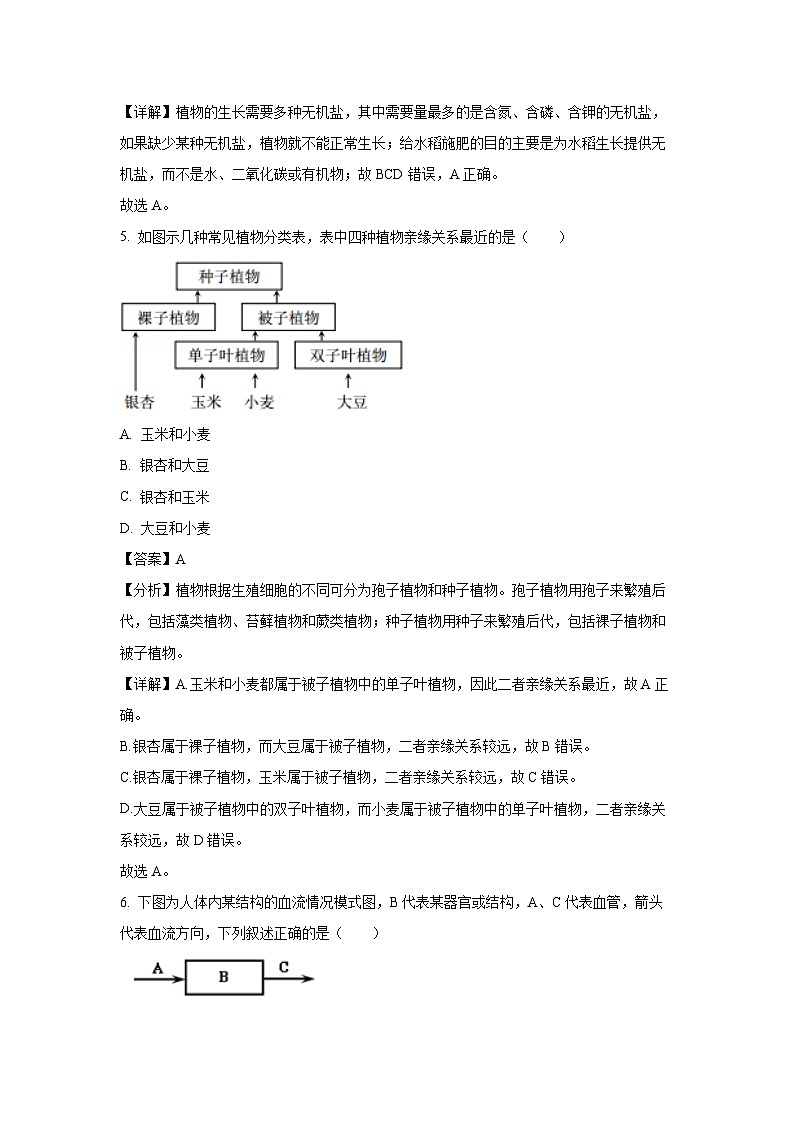 [生物]河南省南阳市淅川县2023-2024学年八年级下学期第三次月考试题(解析版)03
