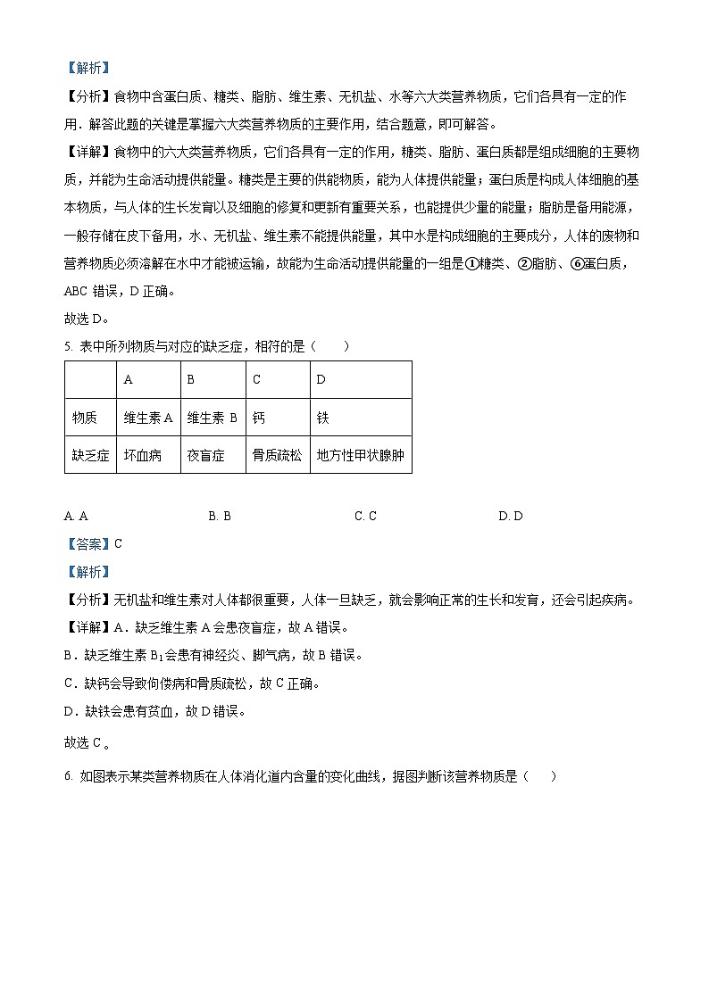 山东省临沂市费县2023-2024学年七年级下学期期末生物学试题（解析版）第3页