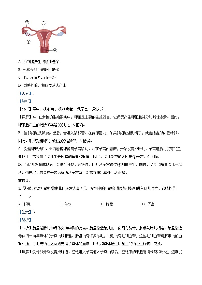 广东省深圳市福田区2023-2024学年七年级下学期期末生物学试题（解析版）第2页