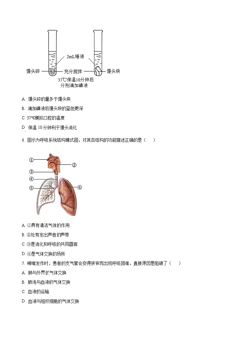 广东省深圳市光明区2023-2024学年七年级下学期期末生物学试题（原卷版+解析版）02