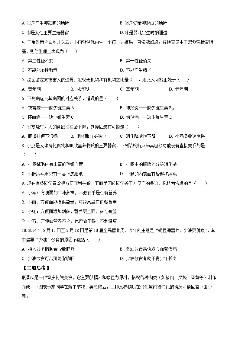 广东省肇庆市高要区2023-2024学年七年级下学期期末生物学试题（原卷版+解析版）02