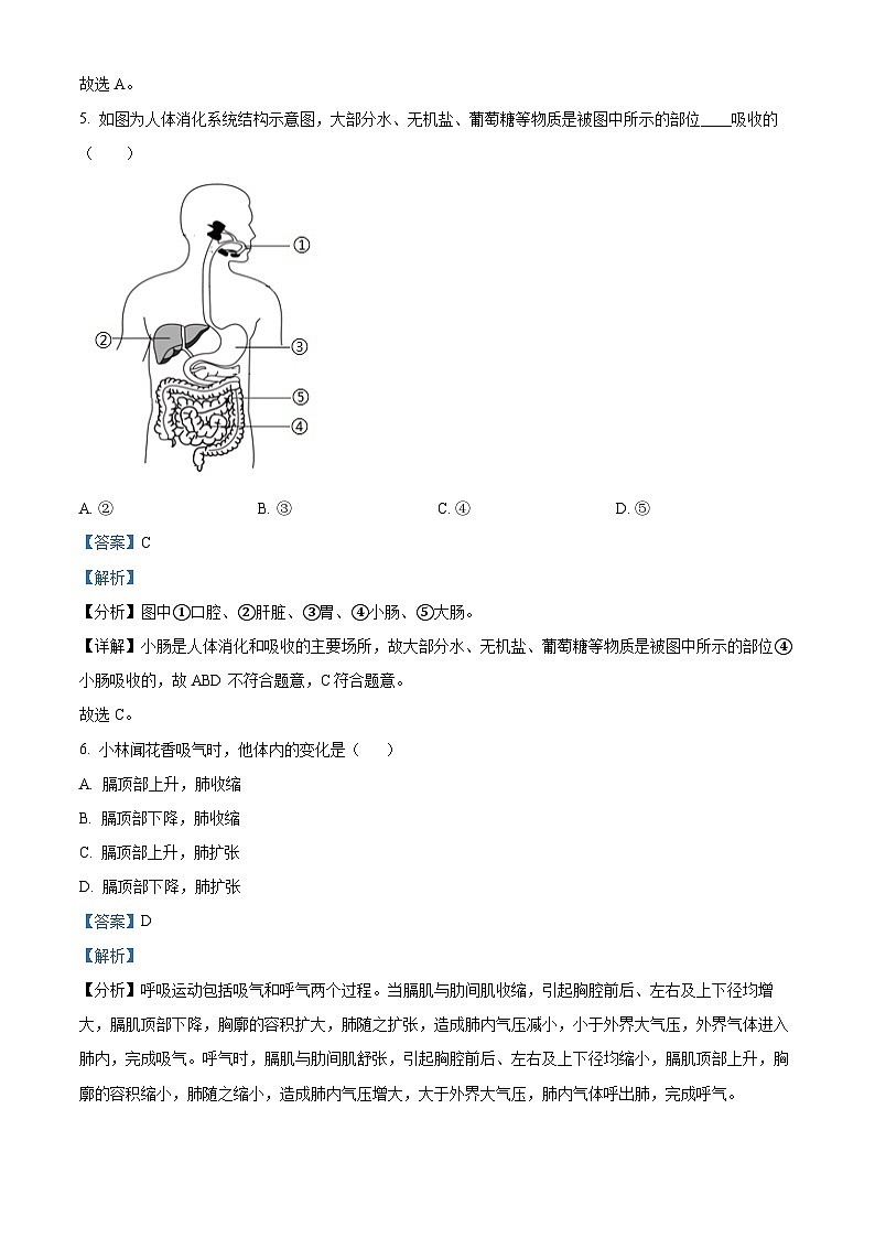 甘肃省陇南市康县2023-2024学年七年级下学期期末生物学试题（解析版）第3页