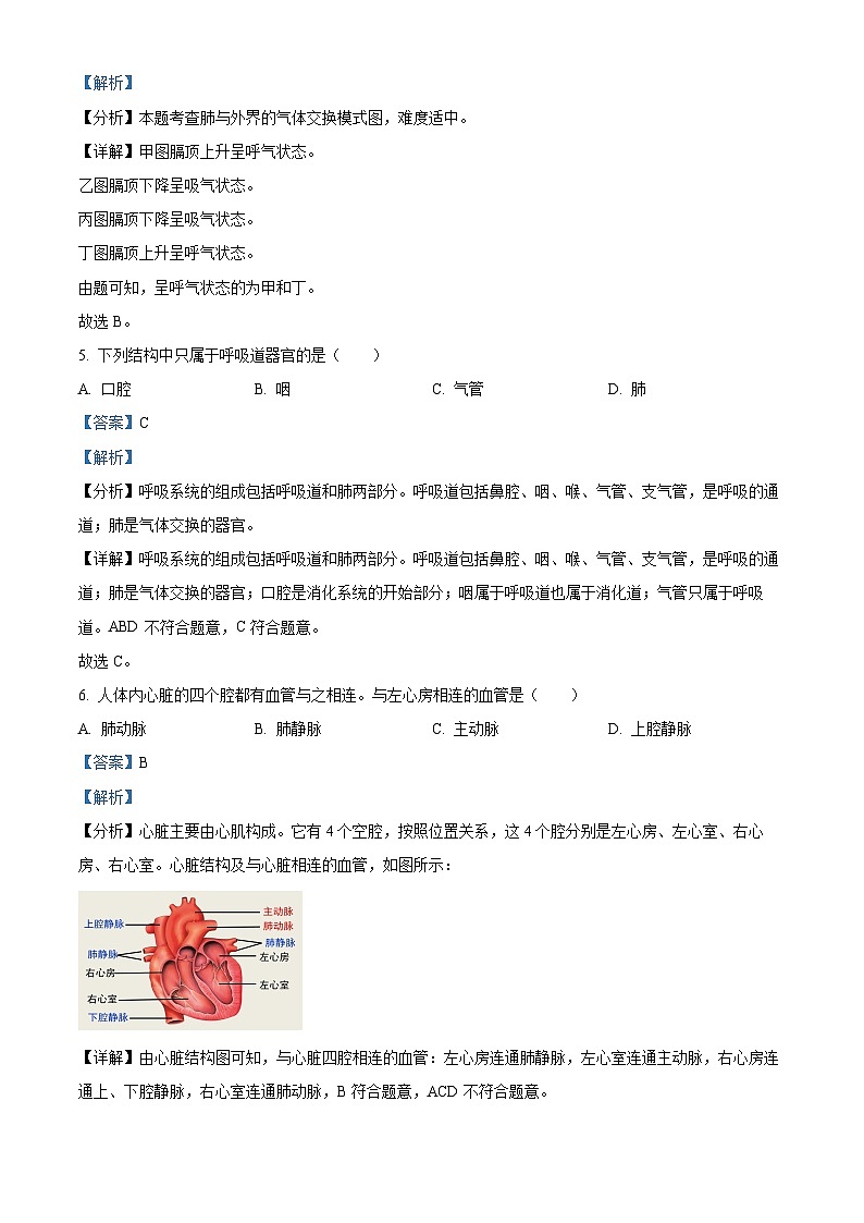 辽宁省阜新市太平区2023-2024学年七年级下学期期末生物学试题（解析版）第3页