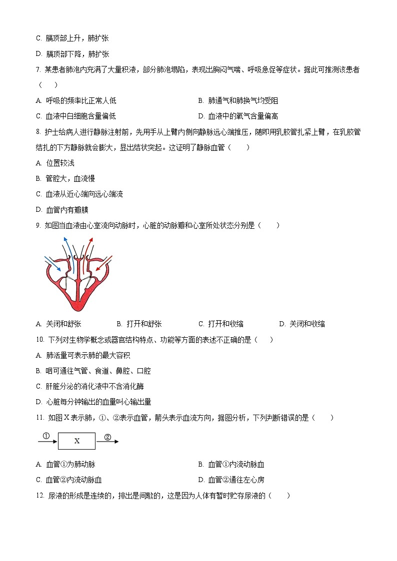 甘肃省陇南市康县2023-2024学年七年级下学期期末生物学试题（原卷版）第2页
