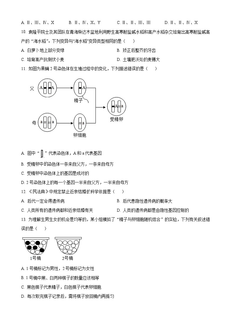 甘肃省陇南市康县2023-2024学年八年级下学期期末生物学试题（原卷版）03