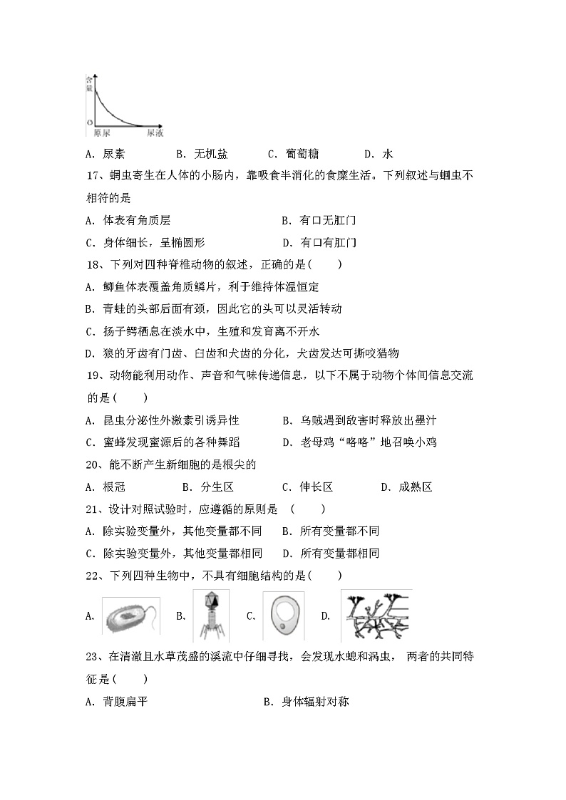 2023年秋北师大版八年级生物上册期中测试卷【及参考答案】第3页