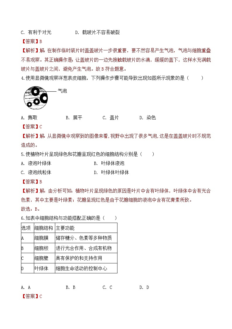 【核心素养】人教版生物七年级上册 1.2.2 植物细胞（教学课件+同步教案+同步练习）02