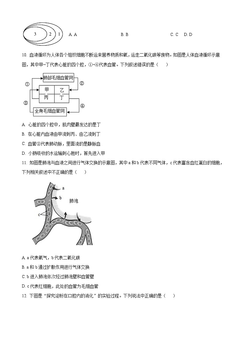 辽宁省沈阳市和平区2023-2024学年七年级下学期期末生物学试题（原卷版）第3页