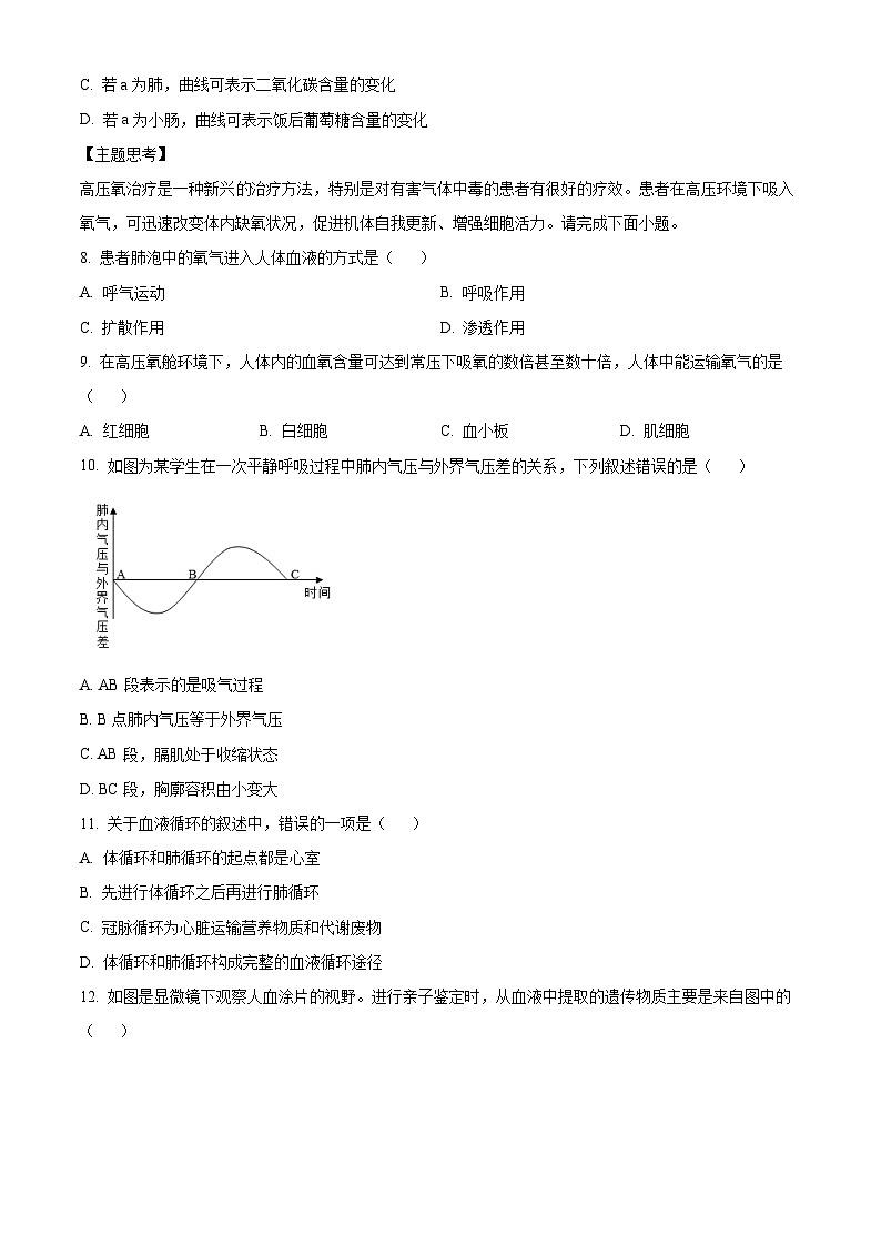 广东省佛山市顺德区2023-2024学年七年级下学期期末生物学试题（原卷版）第3页