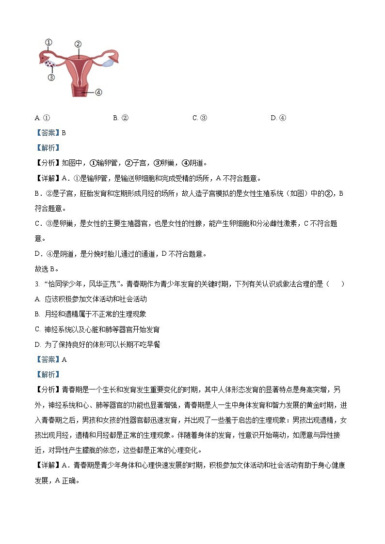 广东省佛山市顺德区2023-2024学年七年级下学期期末生物学试题（解析版）第2页