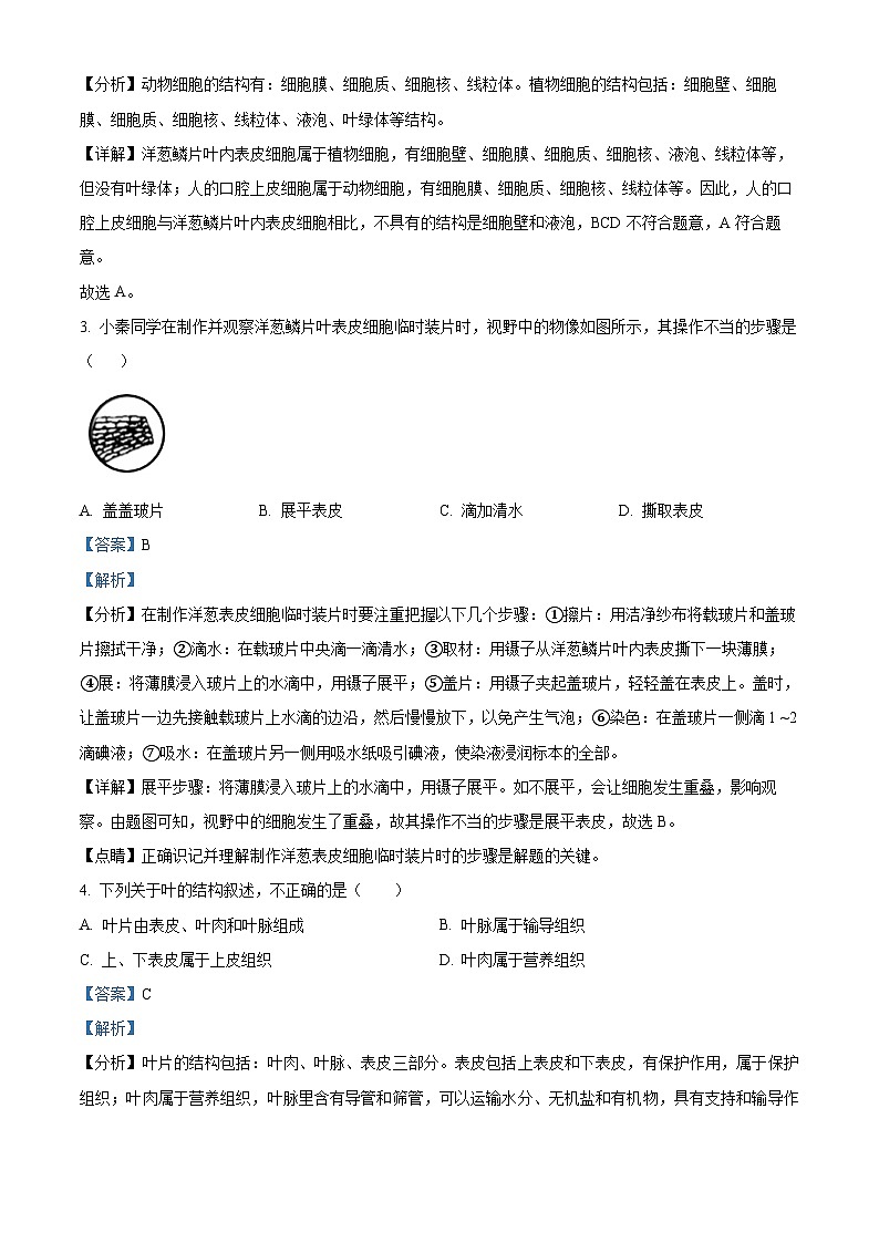 四川省宜宾市兴文县2023-2024学年八年级下学期期中生物学试题（原卷版+解析版）02