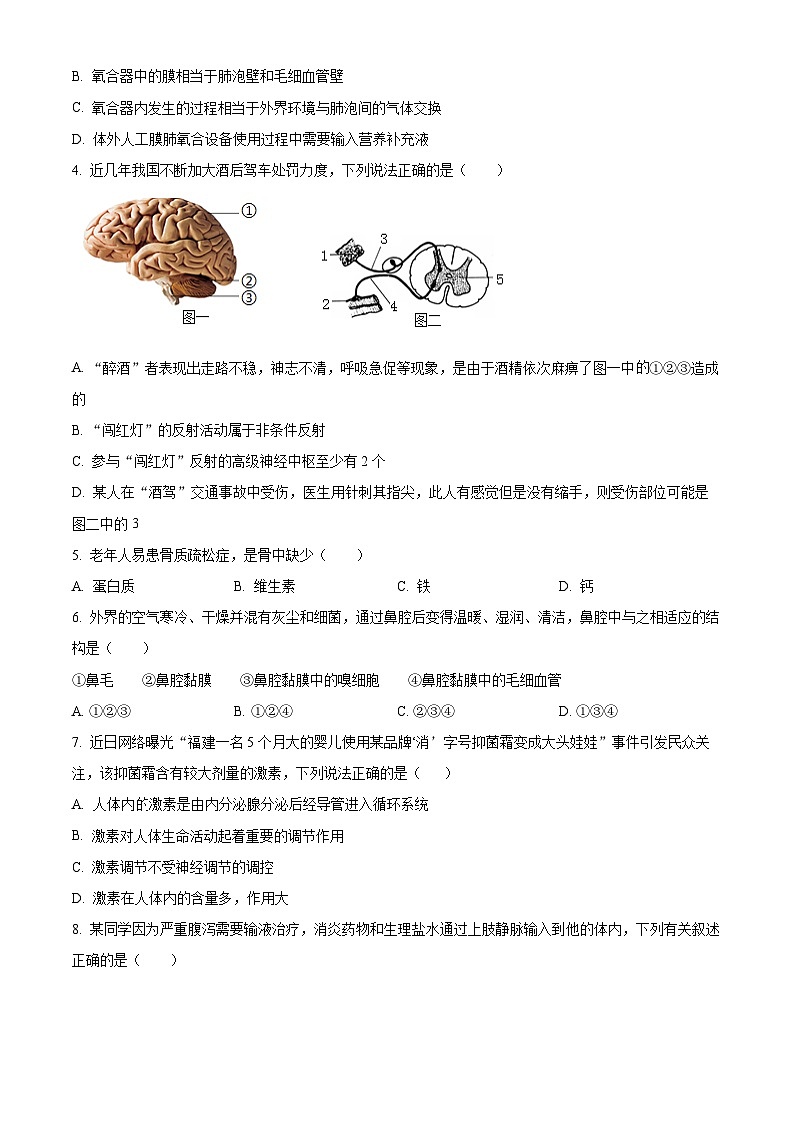 内蒙古赤峰市巴林左旗2023-2024学年七年级下学期期末生物学试题（原卷版）第2页