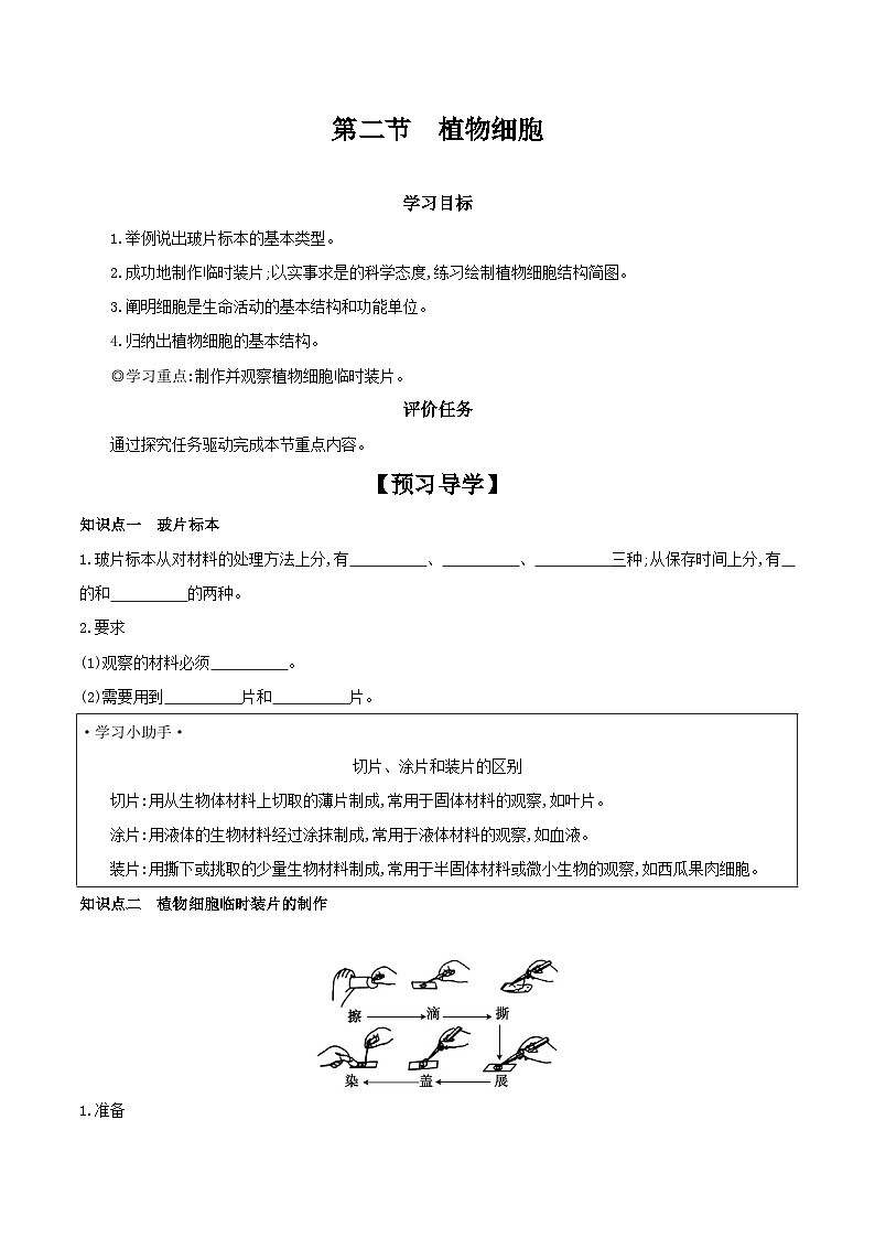 【核心素养】人教版初中生物七年级上册1.2.2《植物细胞》课件＋教案（含教学反思）+学案01