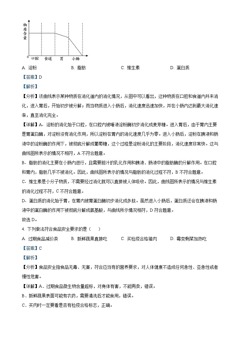 福建省泉州市鲤城区2023-2024学年七年级下学期期末生物学试题（解析版）第2页